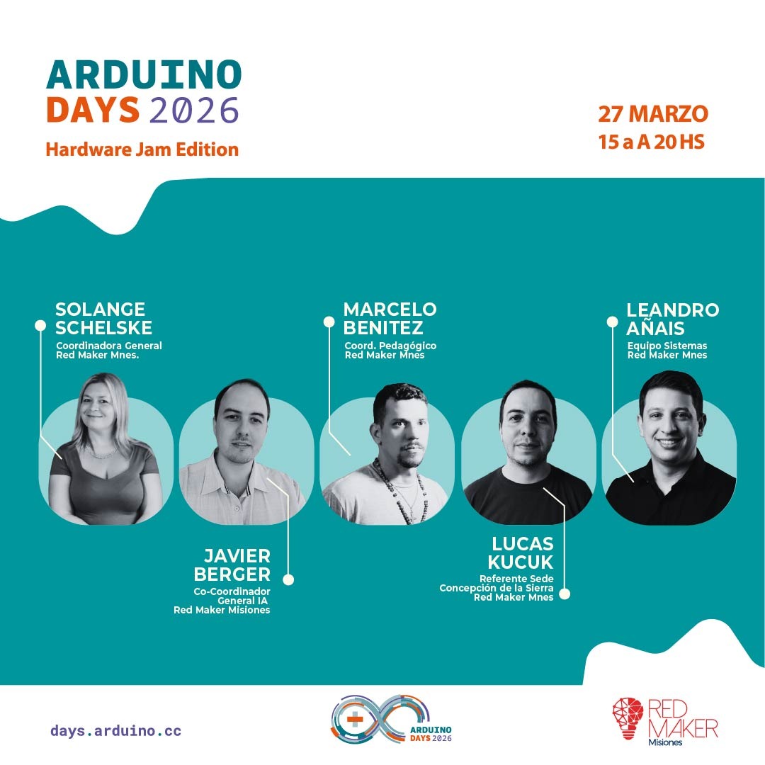Equipo Kick-off y Panel de Arduino Day Misiones 2026